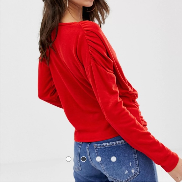 ASOS Drape Wrap Sweater Red - Picture 4 of 8